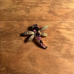 Gold Dragonfly w/ Purple Stones Fashion Brooch